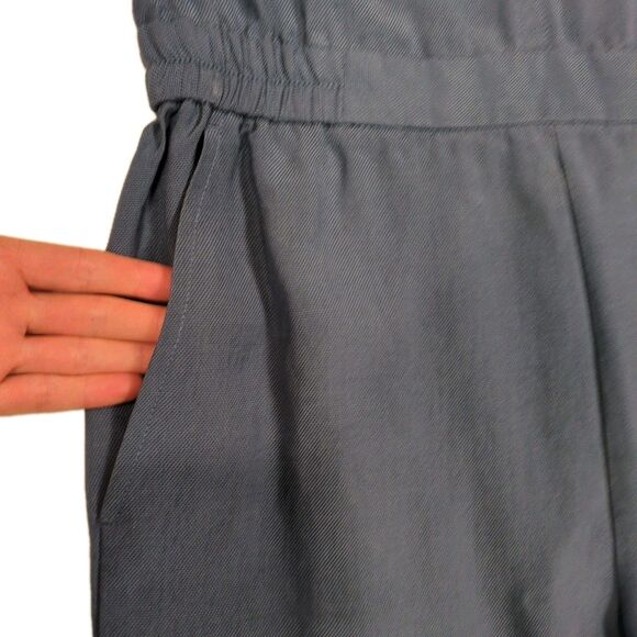 J. Crew Jumpsuit Womens 0 Sleeveless Blue Lyocell Cropped Straight Leg Pants - Picture 5 of 14